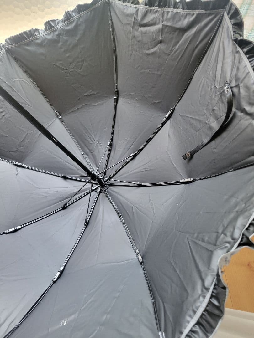 サンバリア100・折りたたみ日傘２段折フリル/フロスト【補修歴あり】