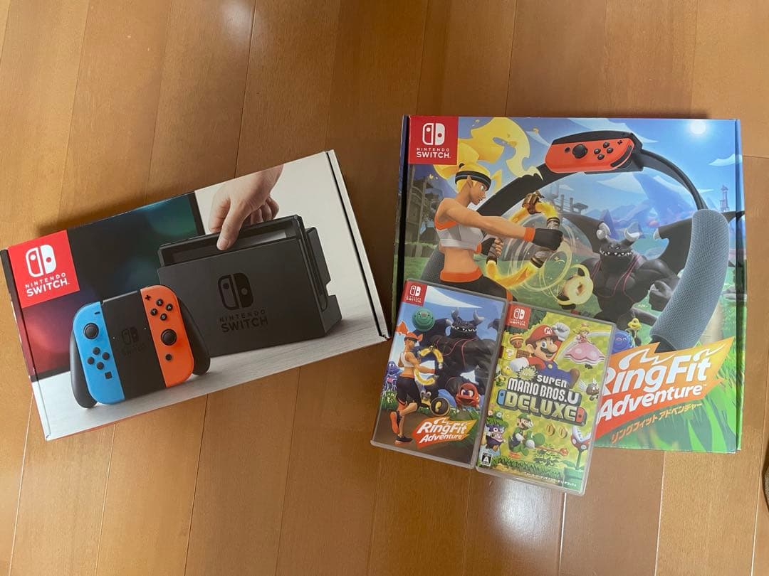 Nintendo Switch 本体 ゲームソフト2本付(リングフィット&マリオ