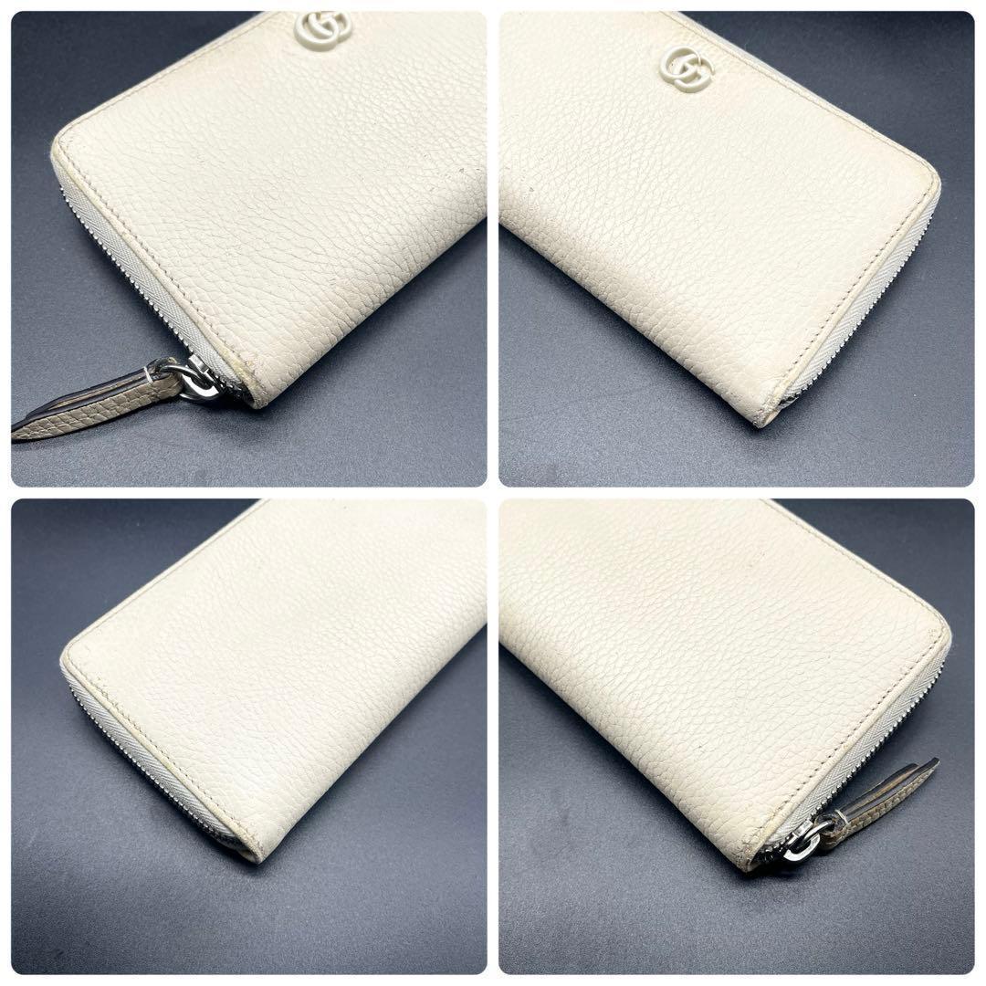 ゆぅ様 現行/付属品有✨グッチ 長財布 ラウンドファスナー マーモント 白
