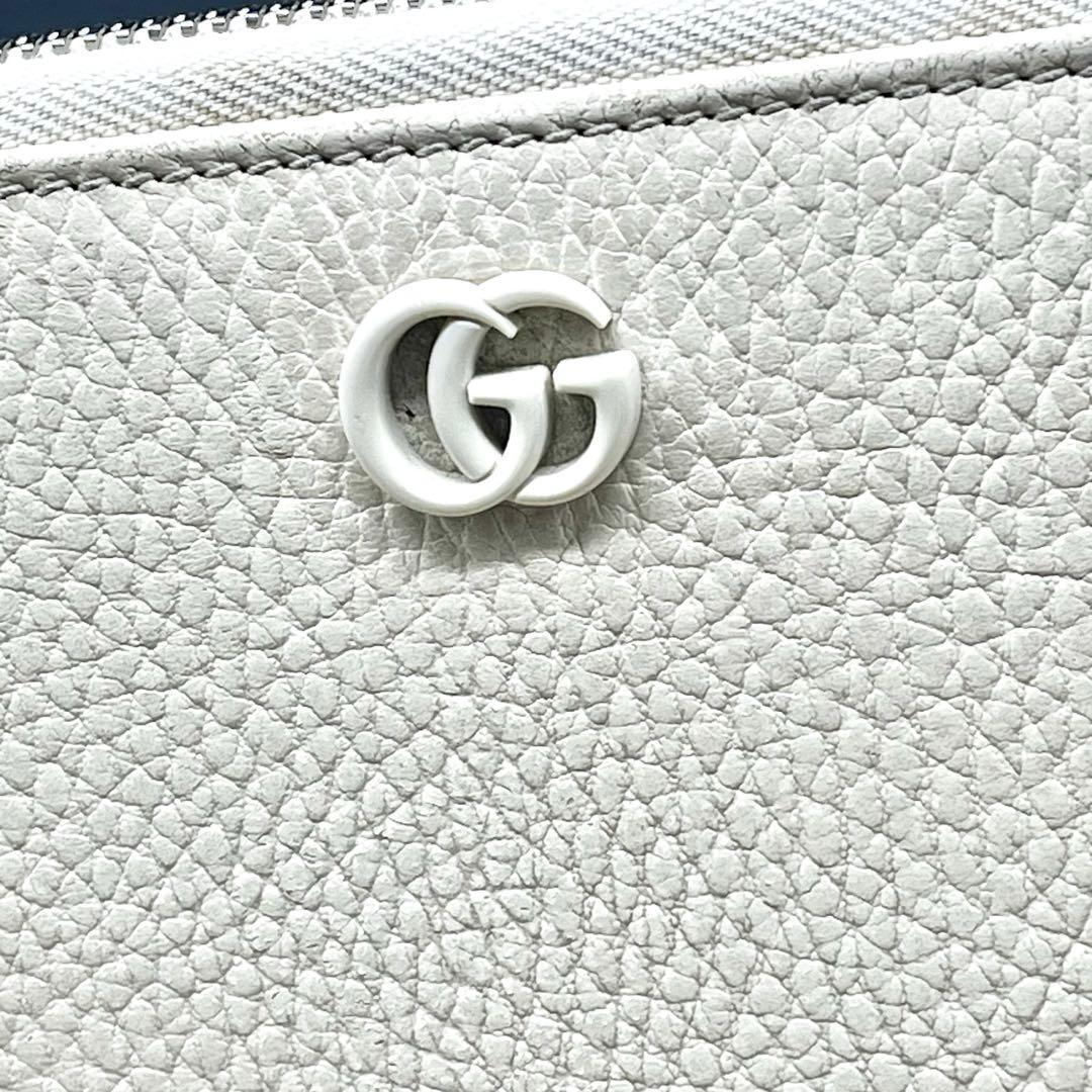 ゆぅ様 現行/付属品有✨グッチ 長財布 ラウンドファスナー マーモント 白