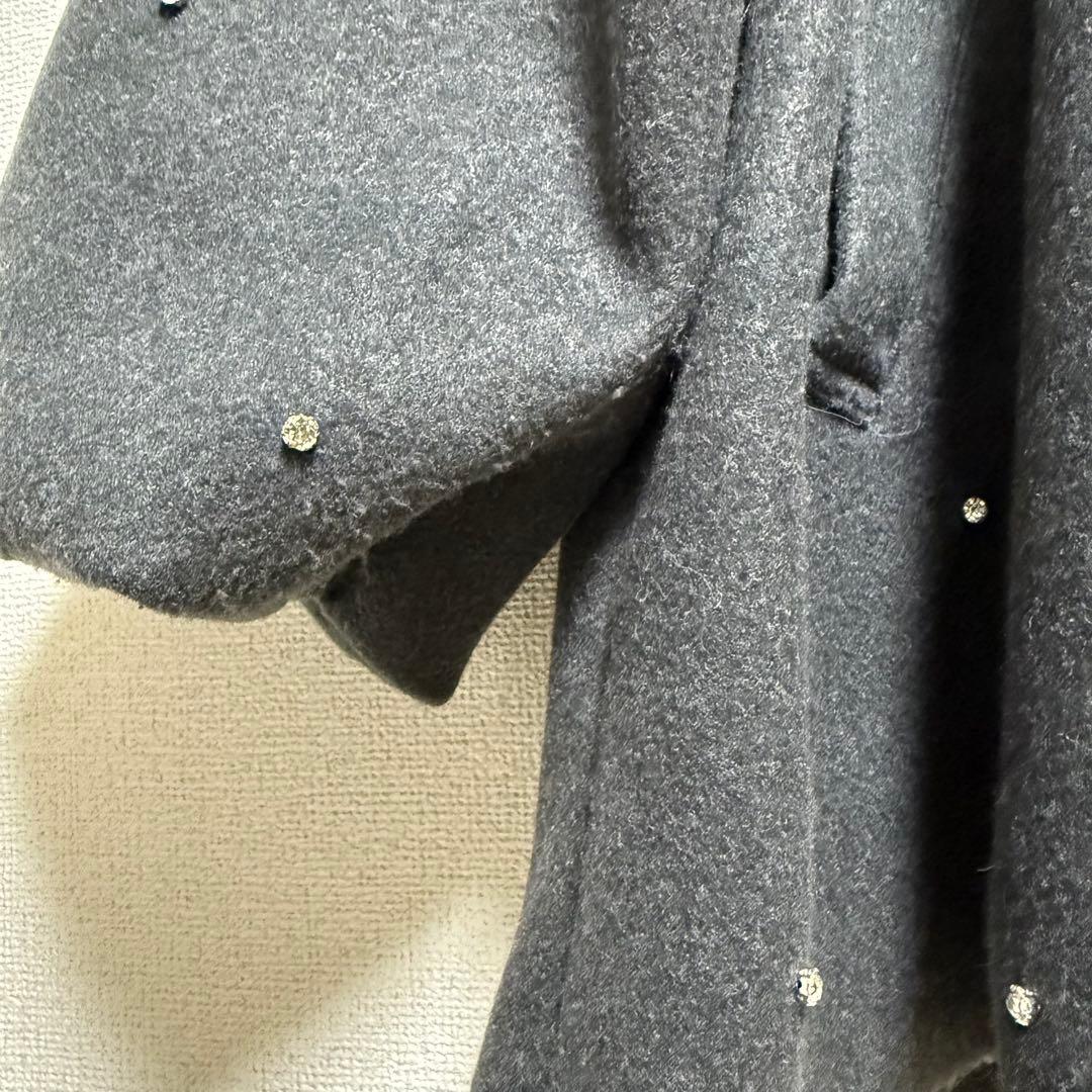 ナイスクラップ ♡ フードフェイクファービジューミドルコート