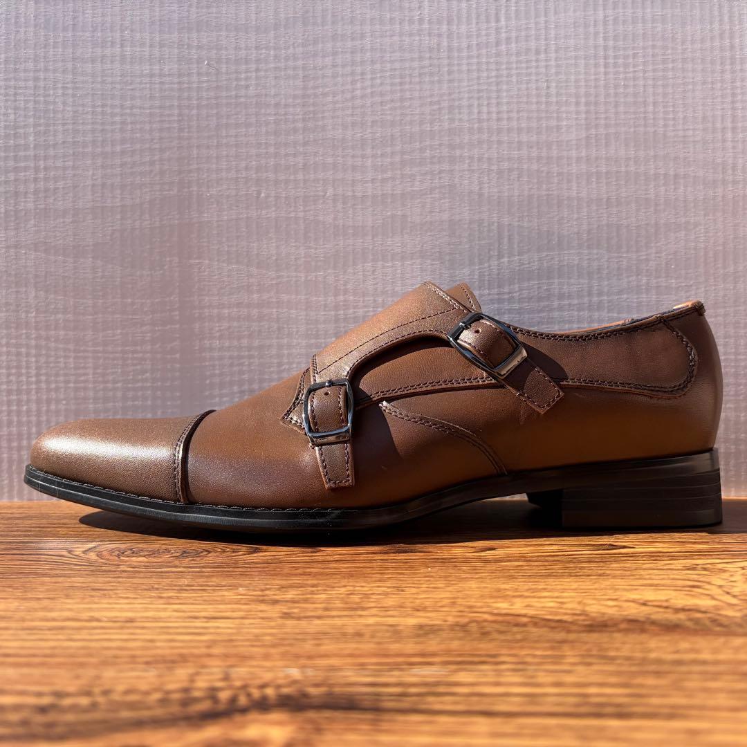 【展示品】REGAL リーガル ダブルモンクストラップ 25.5cm 茶 革靴