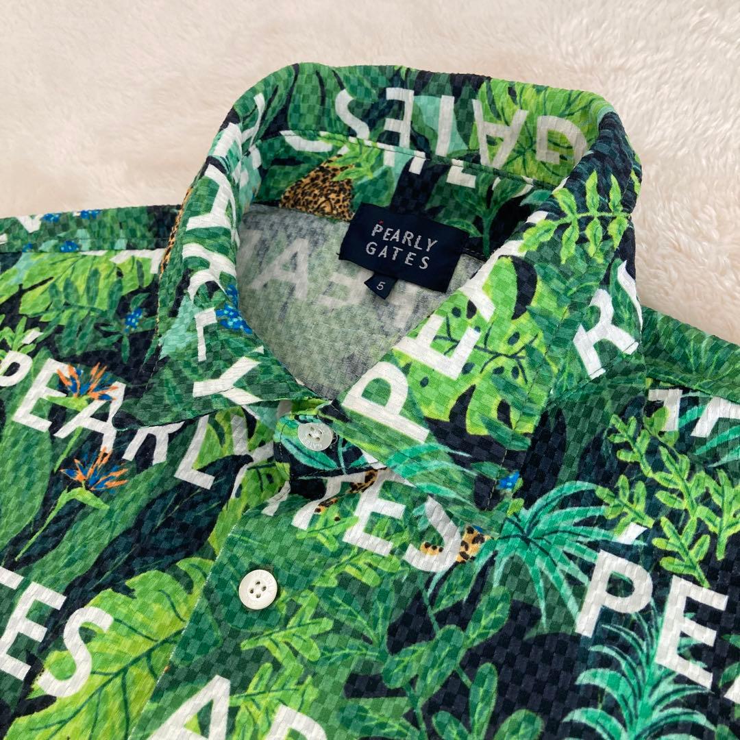 美品！パーリーゲイツ　シアサッカー ジャングル 半袖シャツ　size5