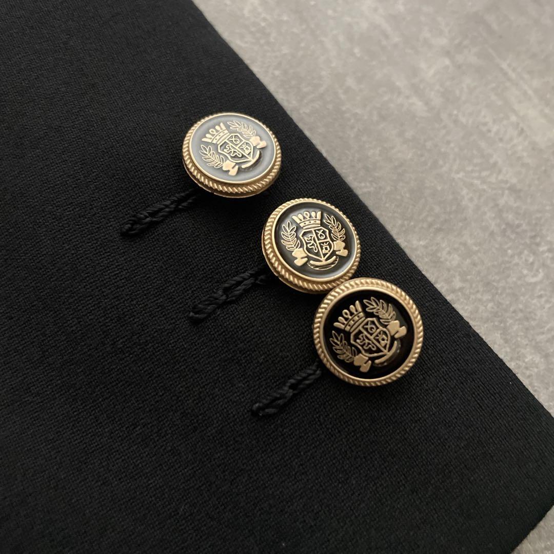 極上 漆黒ウール 黒金ボタン ダブルブレストスーツ のみ