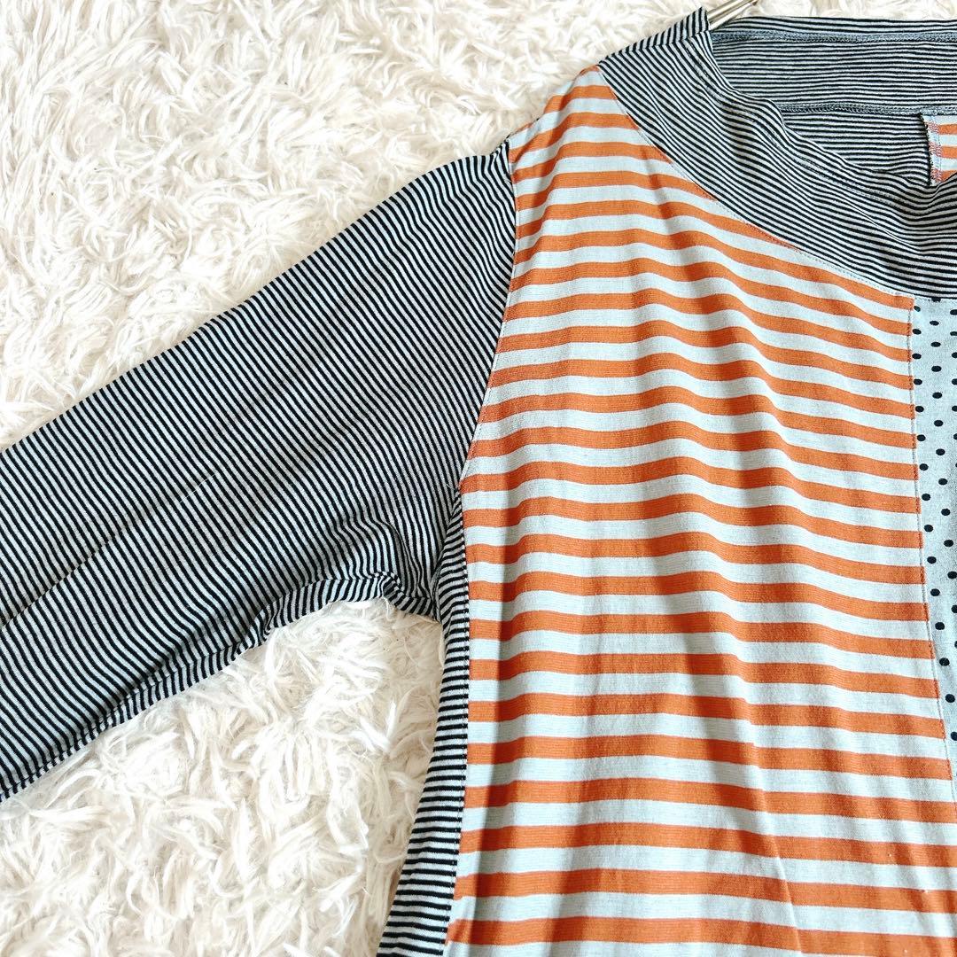 美品⁂センソユニコ⁂ロングワンピース　チュニック　アシメカラー　ボーダードット