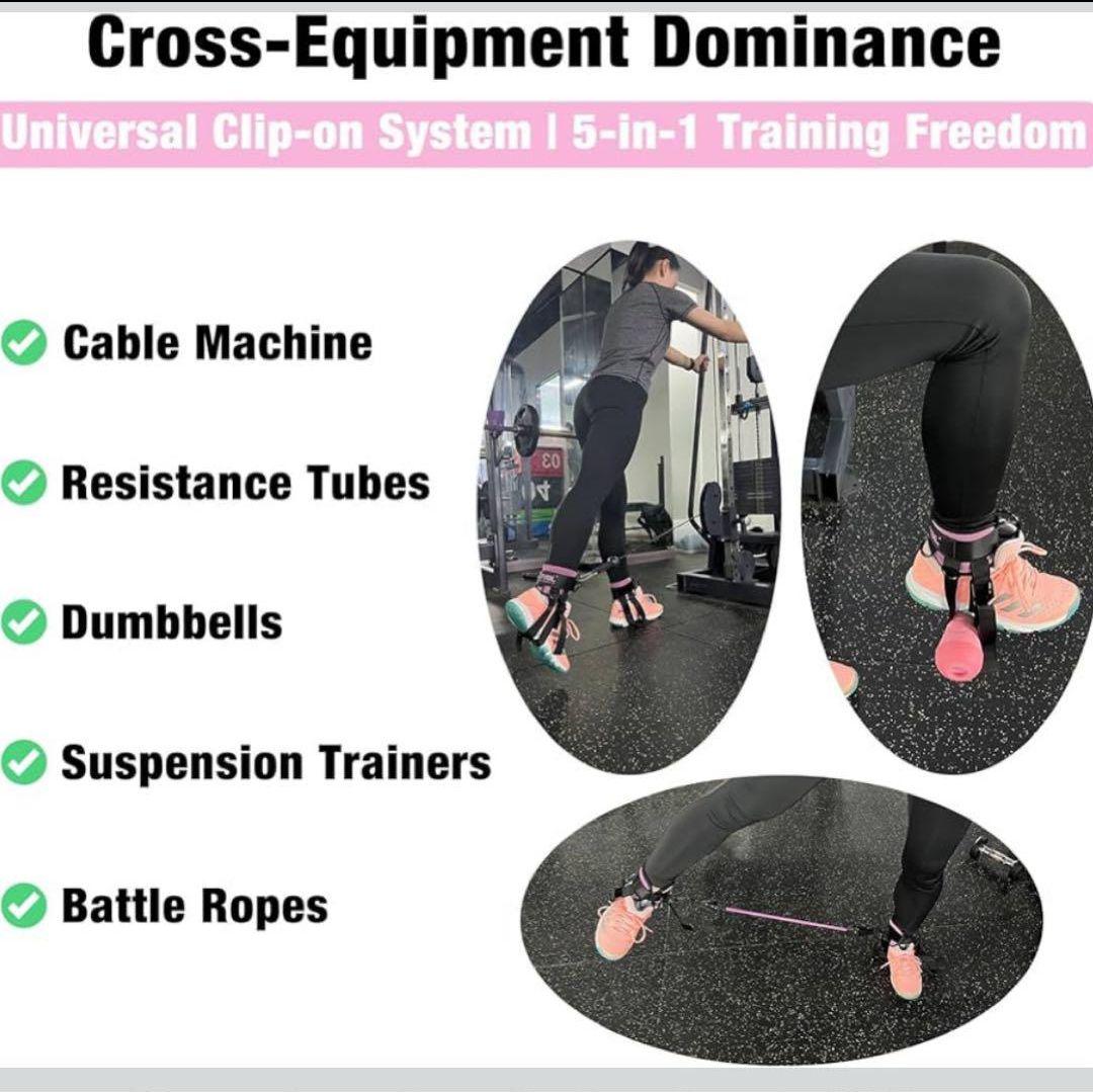 アンクルストラップ ケーブルマシン　ピンク　レッグストレングス　トレーニング