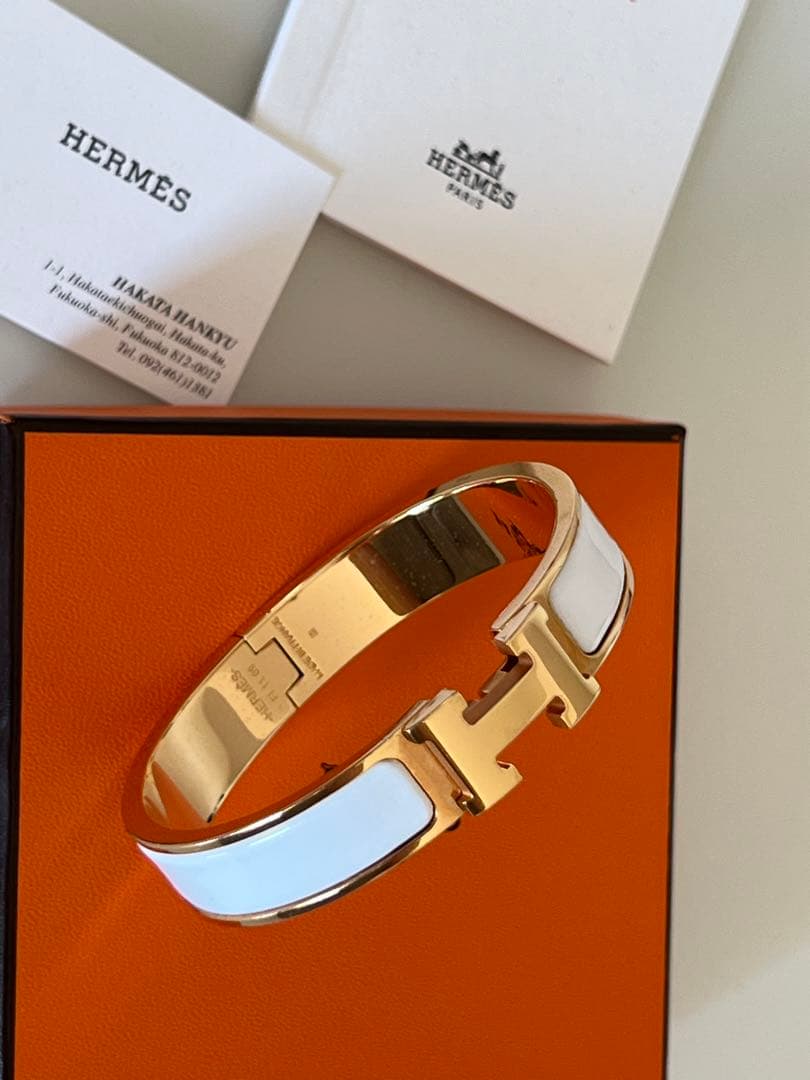 HERMES エルメス クリックH PMバングル ホワイト・ゴールド