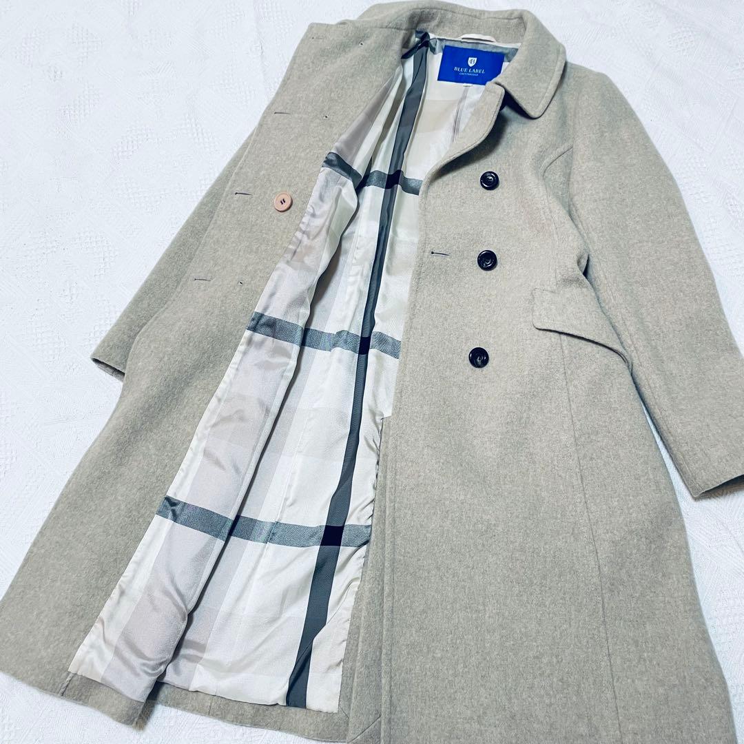 美品　ブルーレーベルクレストブリッジ　ベージュロングコート　ダブルブレスト　38