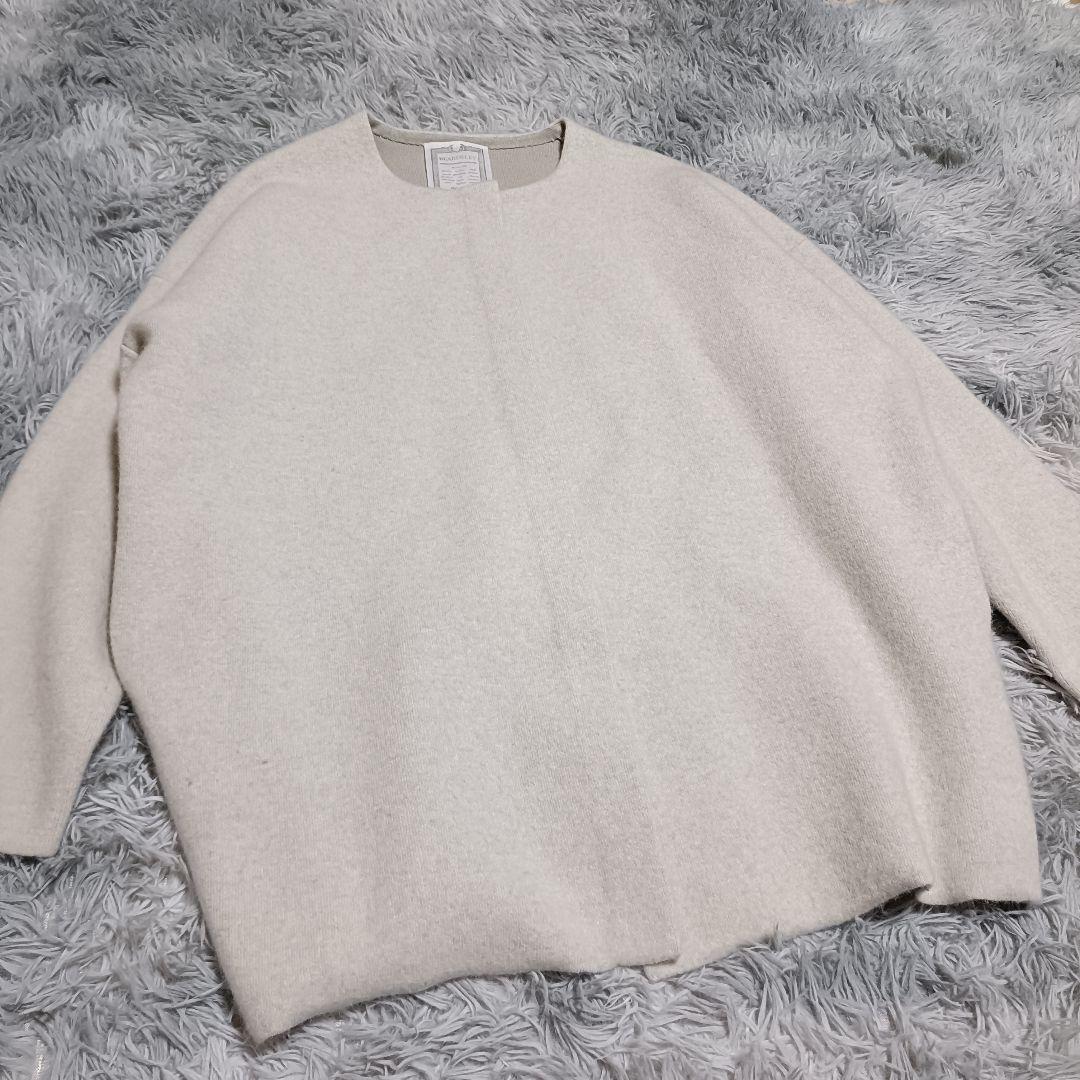 ビアズリー ニットコート ノーカラージャケット 洗える✨️カーディガン ゆったり