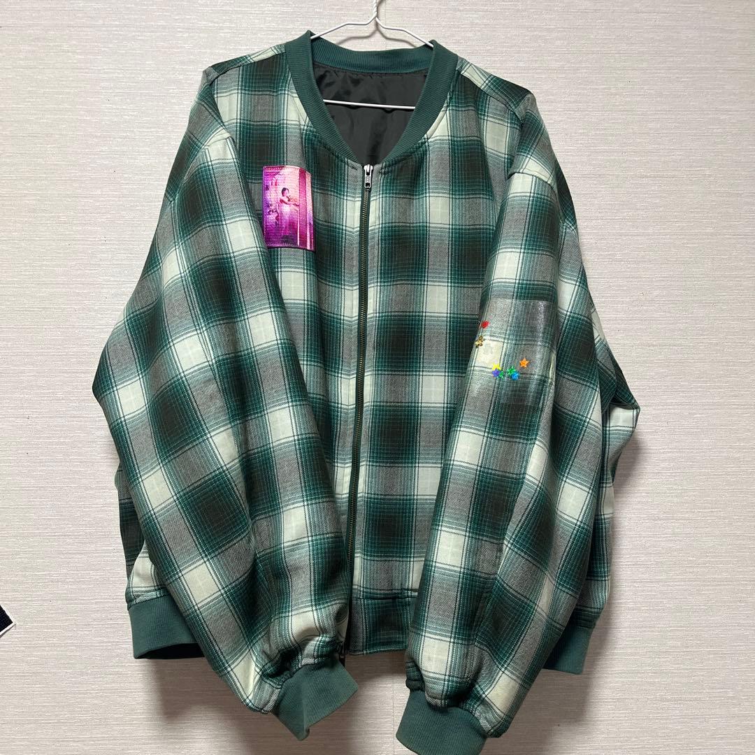 jenny fax グリーンチェックスタジャン