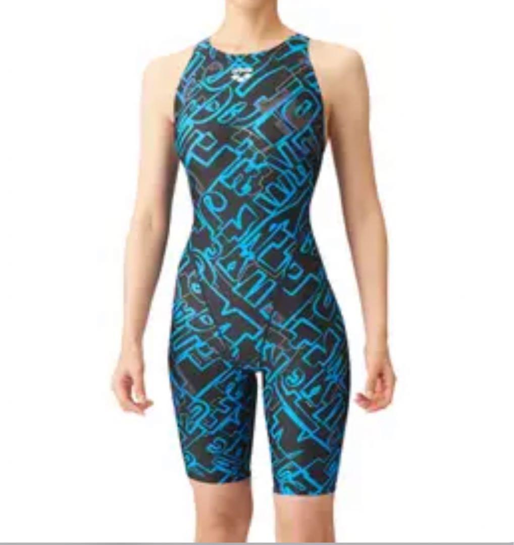 arena 競泳用水着 ブラック ブルー　グラフィックデザイン　L