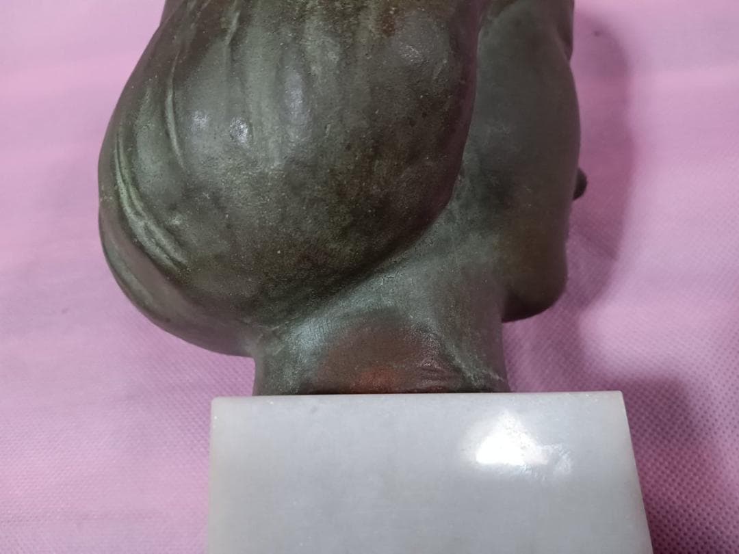 舟越保武作　ブロンズ像　””アンナ””　美人像　高さ21センチ　銘有