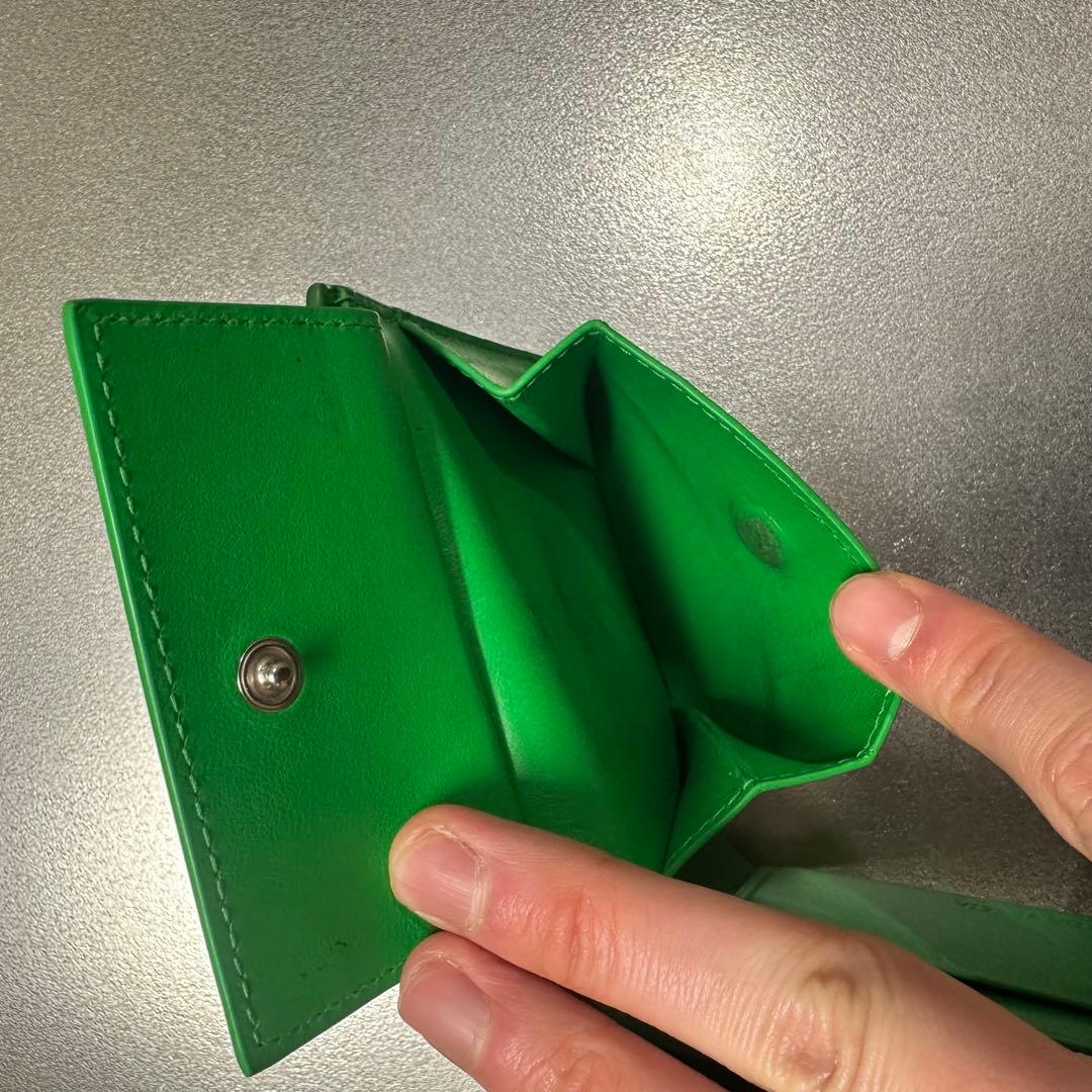 ボッテガヴェネタ カセット 二つ折り財布 グリーン
