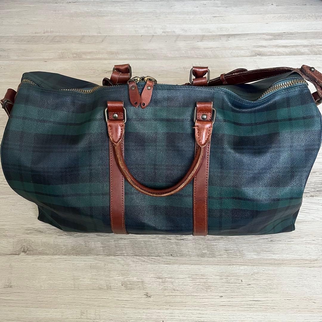 美品 ポロラルフローレン 2way ボストンバッグ 大容量 チェック柄 PVC