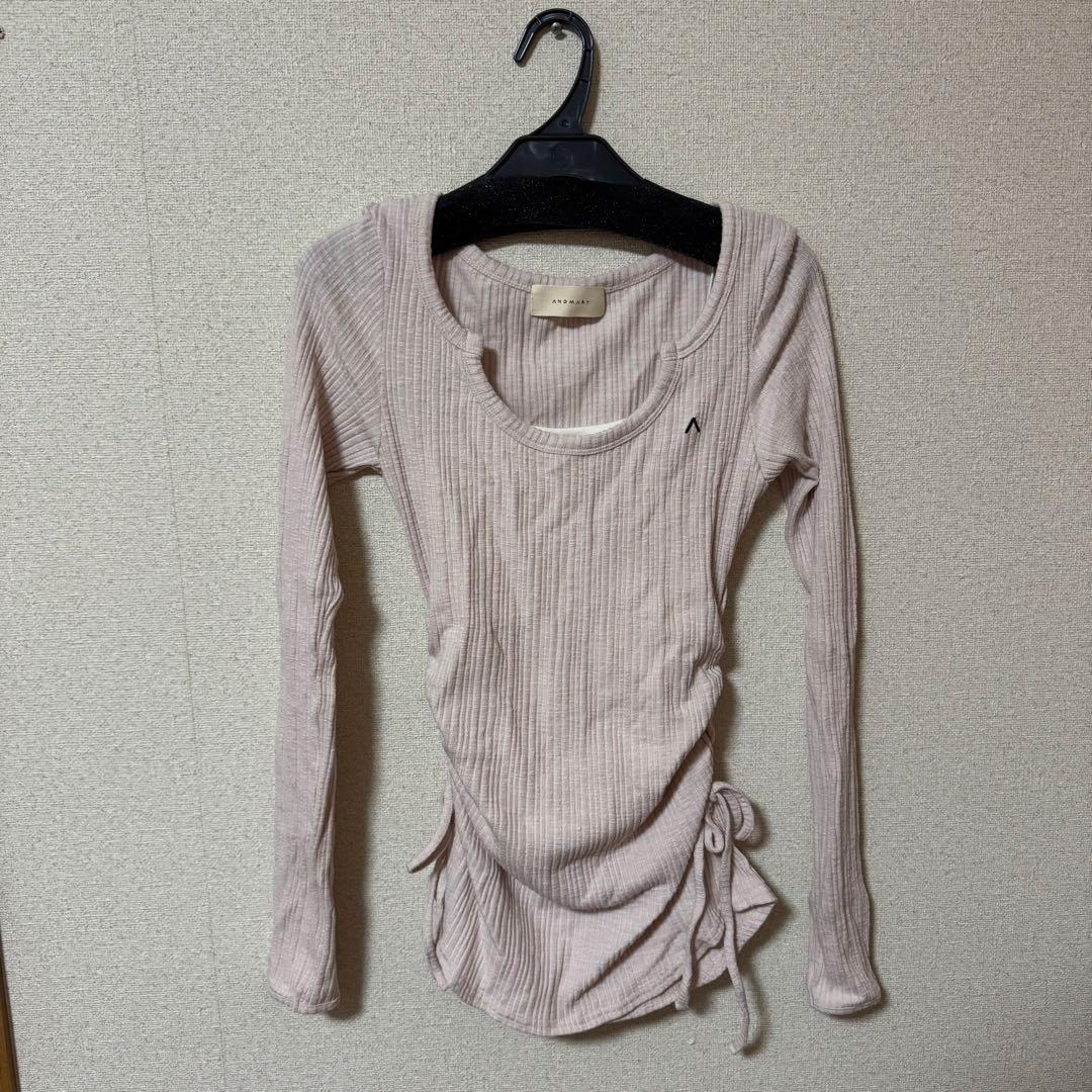 トップス ANDMARY Lala shirring ribbon tops