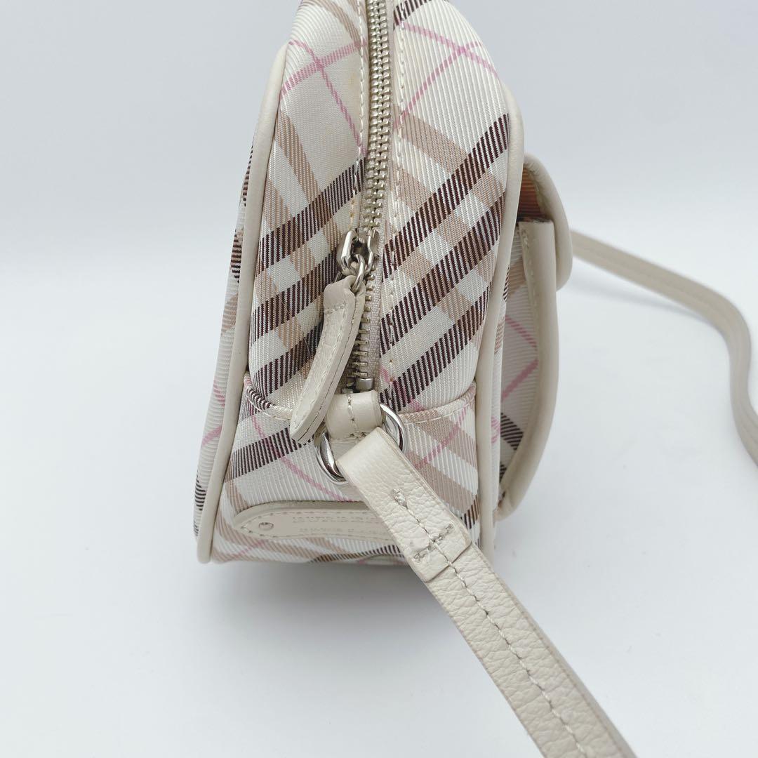 美品 BURBERRY ブルーレーベル ショルダーバッグ ノバチェック 白ピンク