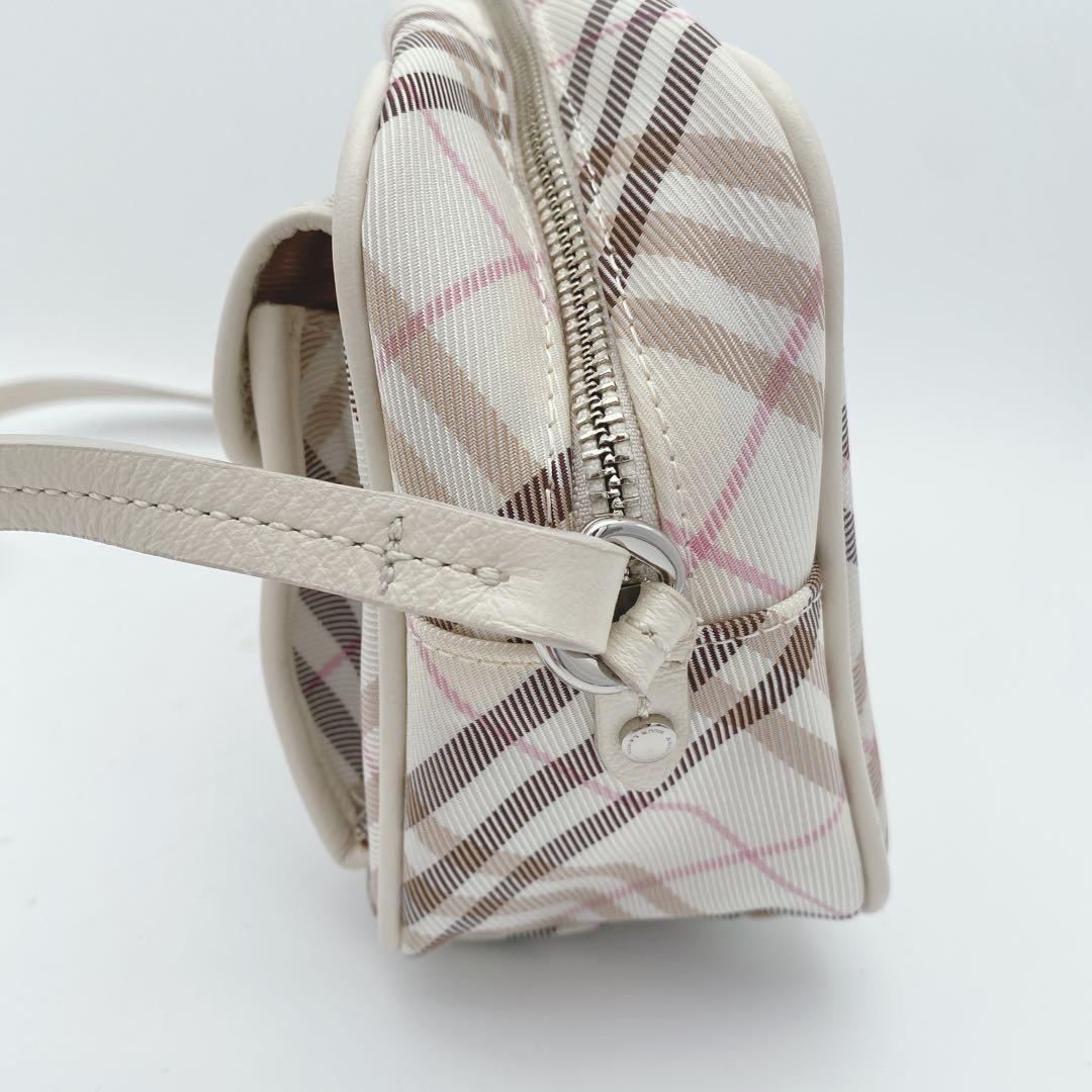 美品 BURBERRY ブルーレーベル ショルダーバッグ ノバチェック 白ピンク