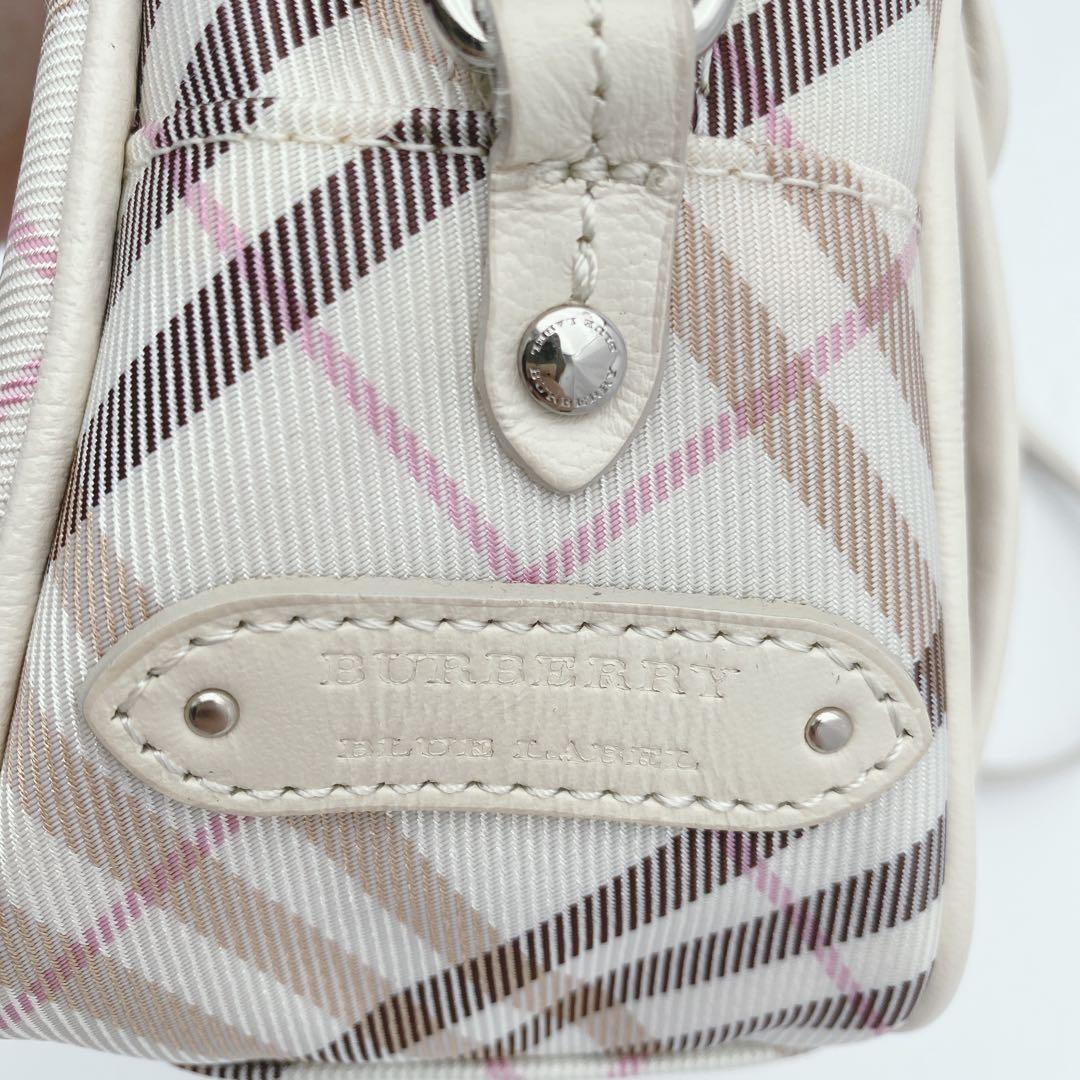 美品 BURBERRY ブルーレーベル ショルダーバッグ ノバチェック 白ピンク