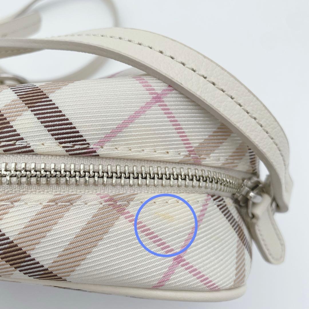 美品 BURBERRY ブルーレーベル ショルダーバッグ ノバチェック 白ピンク