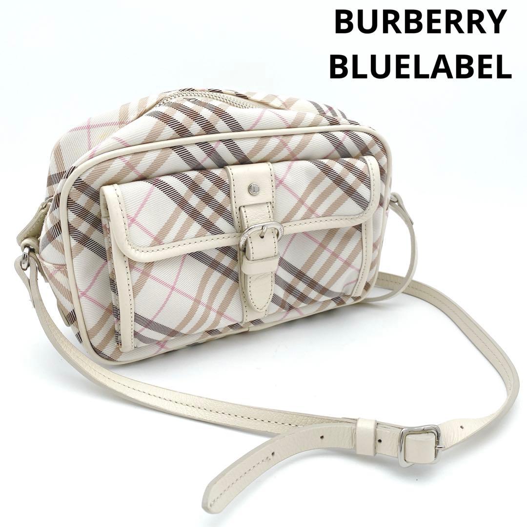 美品 BURBERRY ブルーレーベル ショルダーバッグ ノバチェック 白ピンク
