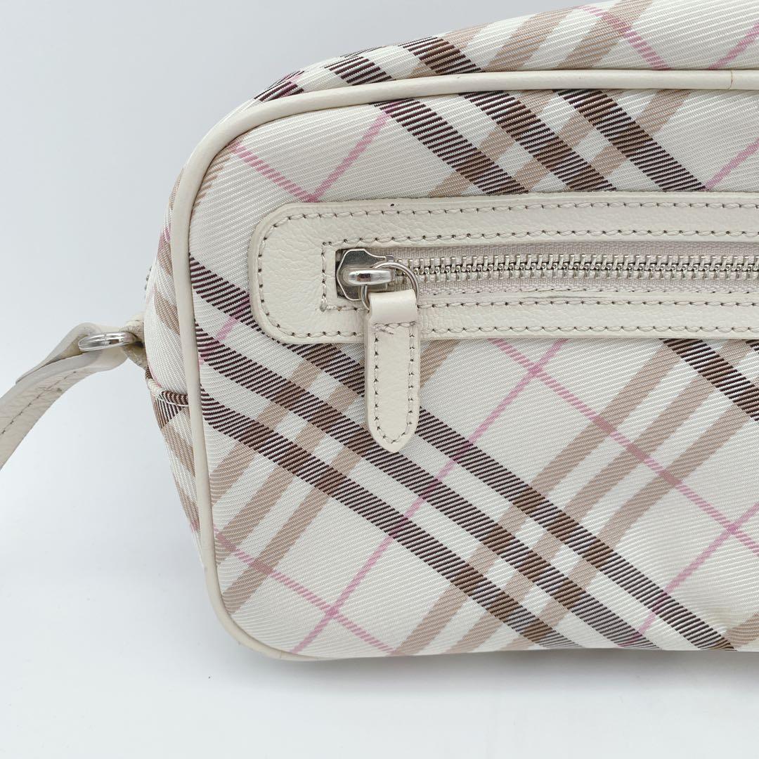 美品 BURBERRY ブルーレーベル ショルダーバッグ ノバチェック 白ピンク
