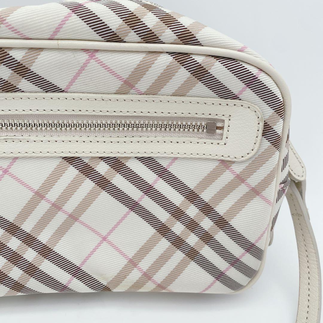 美品 BURBERRY ブルーレーベル ショルダーバッグ ノバチェック 白ピンク