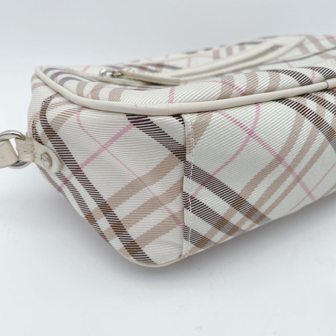 美品 BURBERRY ブルーレーベル ショルダーバッグ ノバチェック 白ピンク