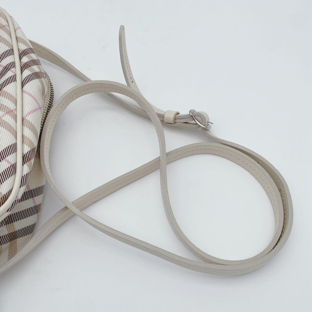 美品 BURBERRY ブルーレーベル ショルダーバッグ ノバチェック 白ピンク