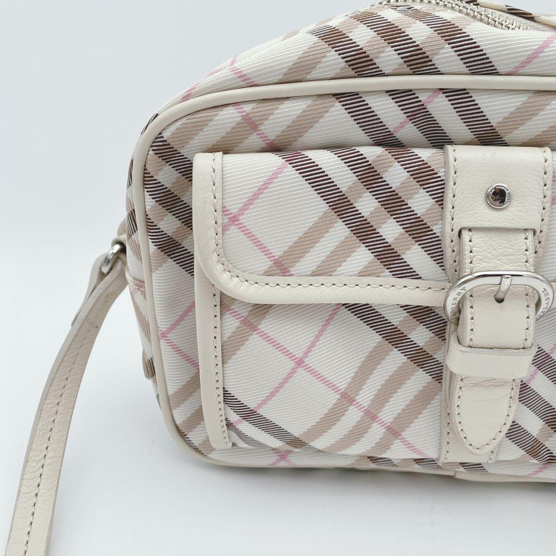 美品 BURBERRY ブルーレーベル ショルダーバッグ ノバチェック 白ピンク