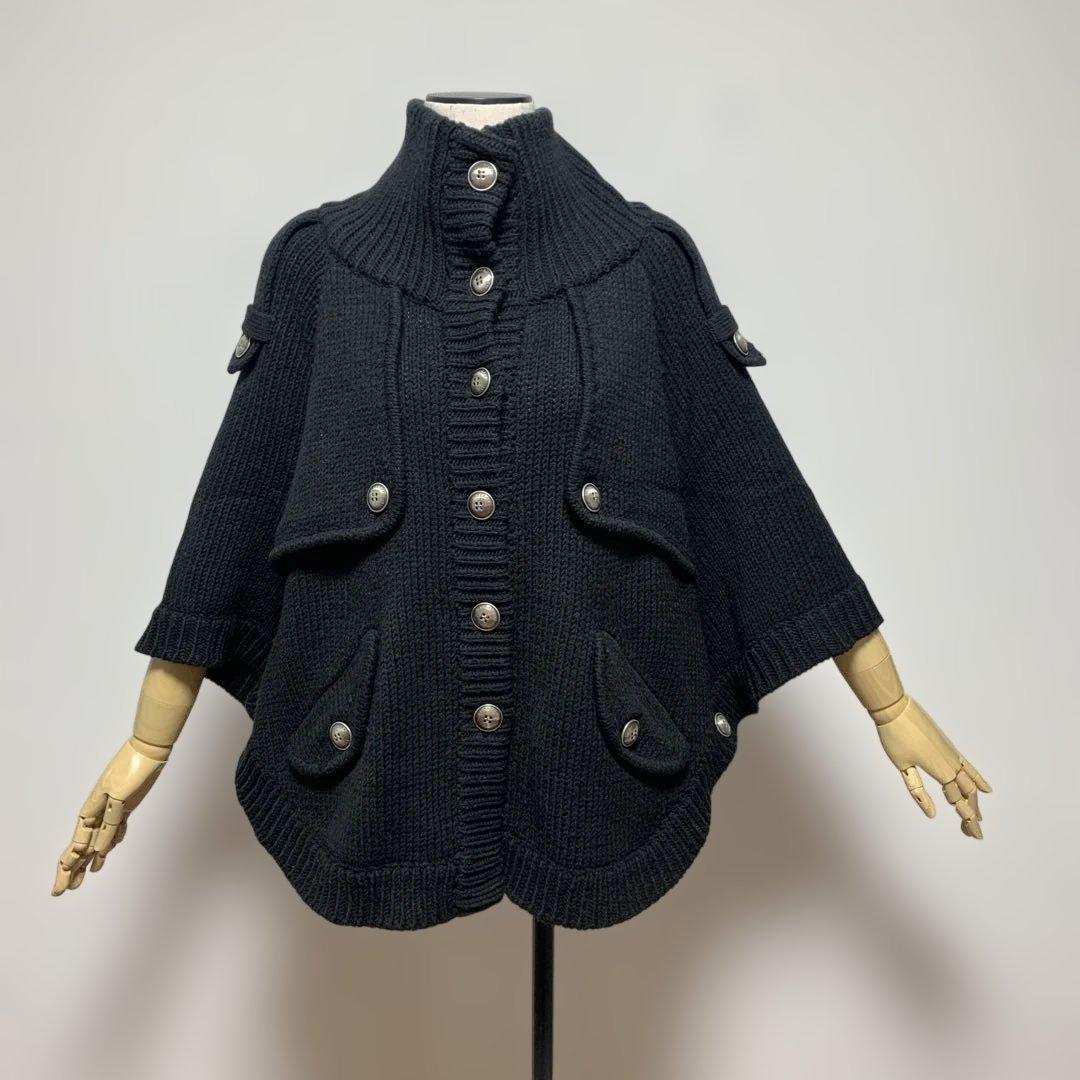 バーバリーロンドンブルーレーベル ポンチョ 三陽商会 ブラック 体型カバー 高級