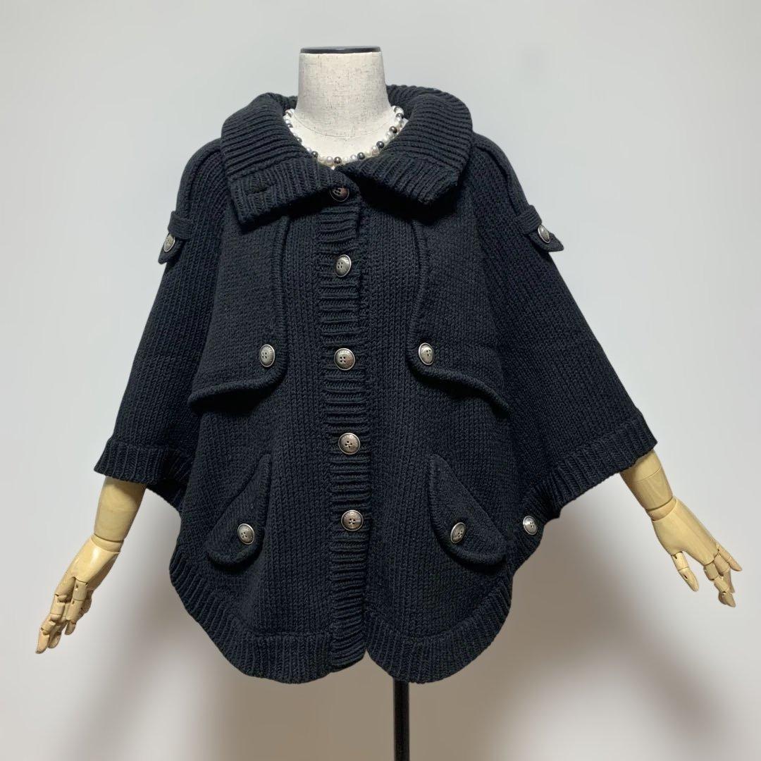 バーバリーロンドンブルーレーベル ポンチョ 三陽商会 ブラック 体型カバー 高級