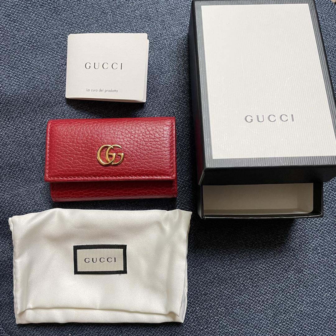 GUCCI プチマーモント レザーキーケース レッド グッチ