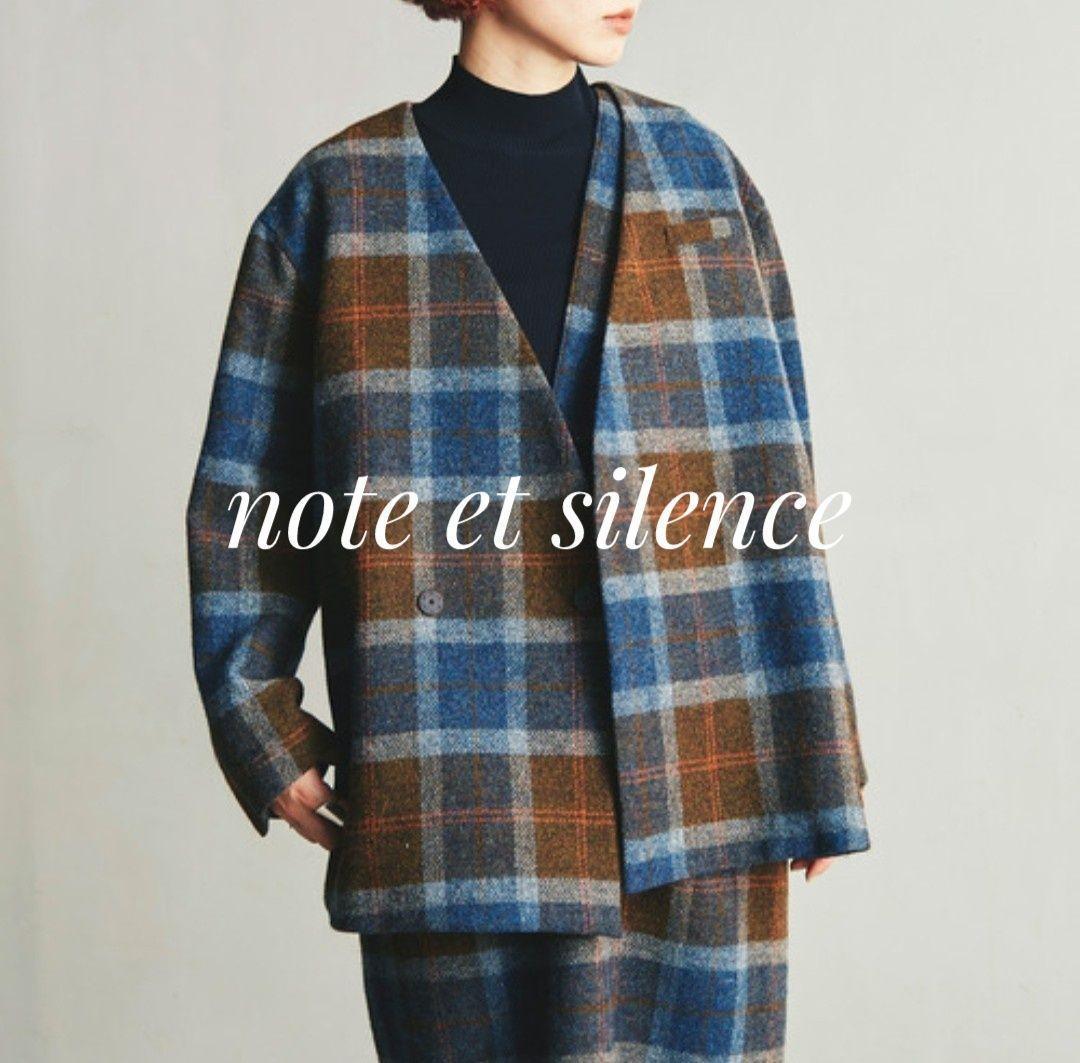 新品タグ付 ノートエシロンス タータンチェック ノーカラージャケット ブラウン系