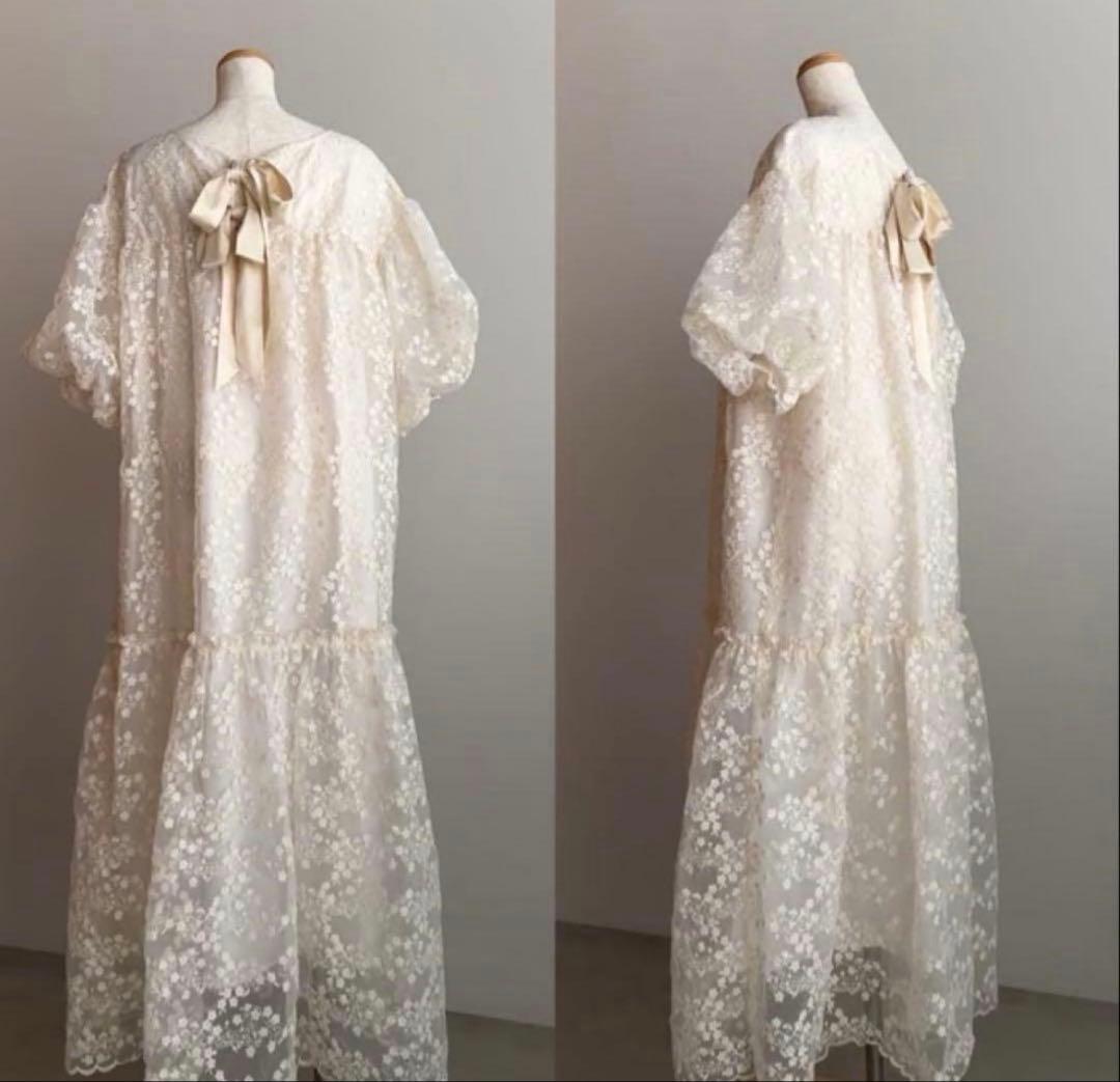 yourmleバックリボンフラワージャガードワンピース