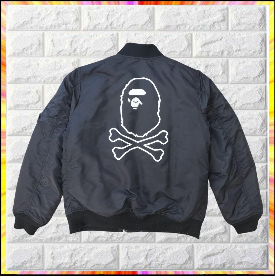 ほぼ新品 希少 APE FCRB 限定 MA-1 ボンバージャケット 黒 Ｌ