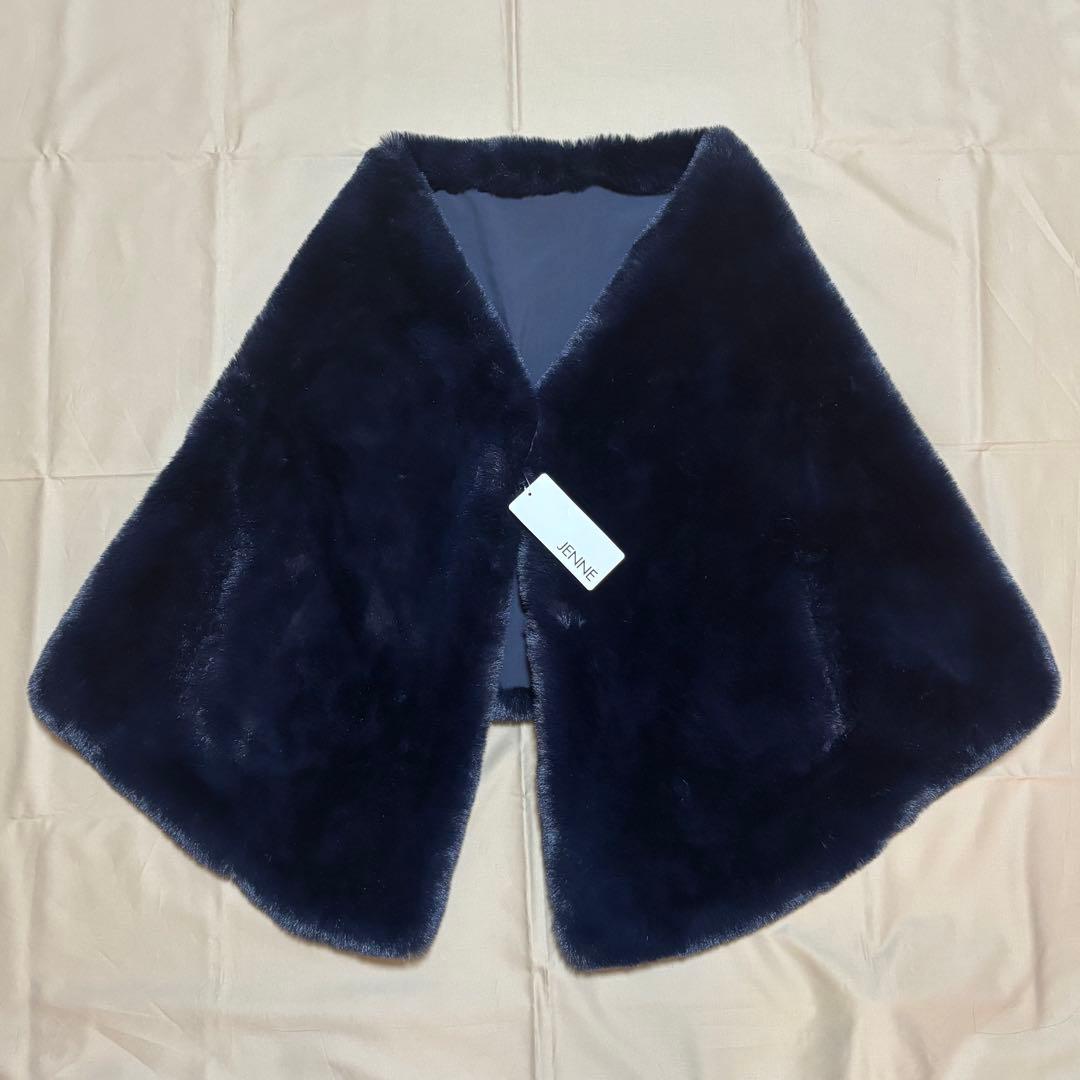JENNE ネイビー ファー マフラー