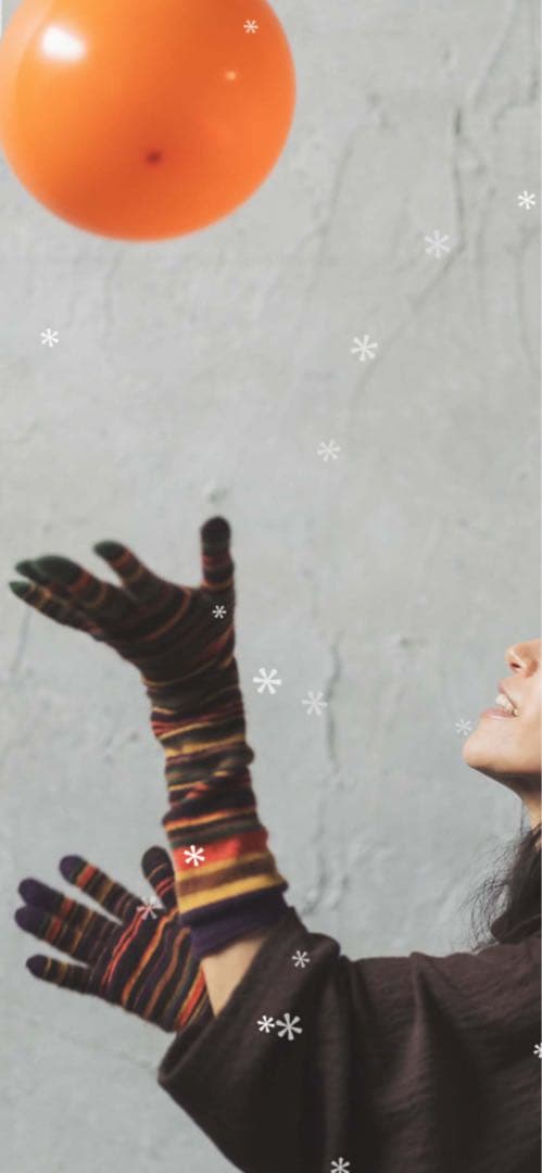 ババグーリ　カシミヤボーダーの手袋　ヨーガンレール　カシミヤ100%