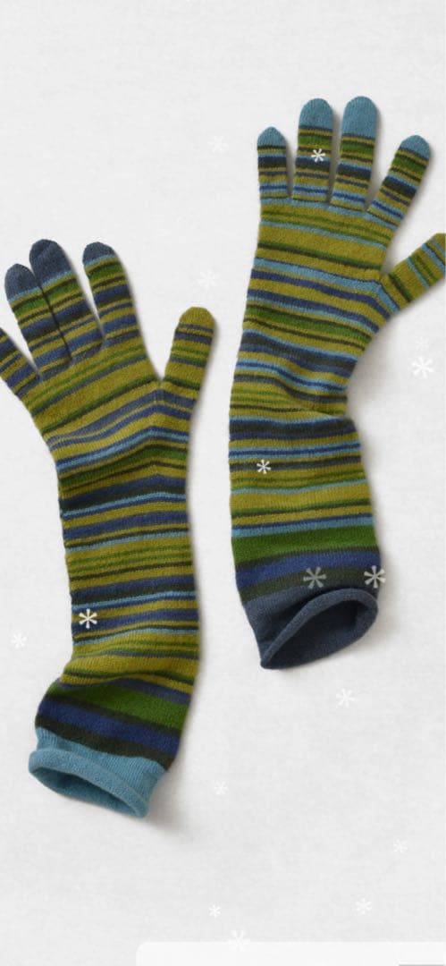 ババグーリ　カシミヤボーダーの手袋　ヨーガンレール　カシミヤ100%