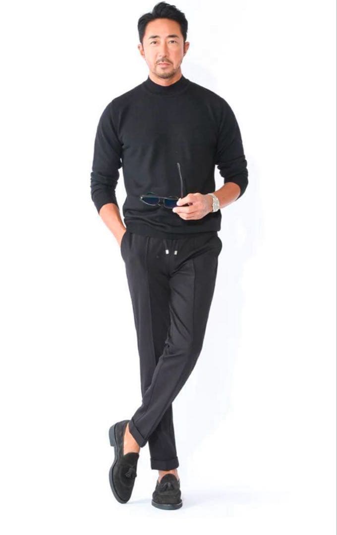 BERWICH H DUE 永久クリース ジャージーパンツ 干場別注ブラック42