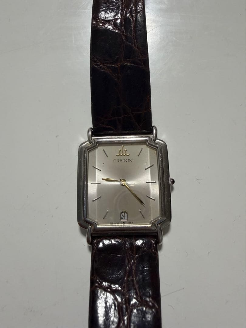 ★稼働品★SEIKO/クレドール★シルバー文字盤 ★QZ★メンズ腕時計★
