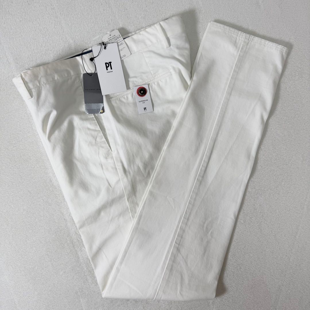 タグ付き未使用品 PT TORINO 白パンツ スリムフィット 46 チノ