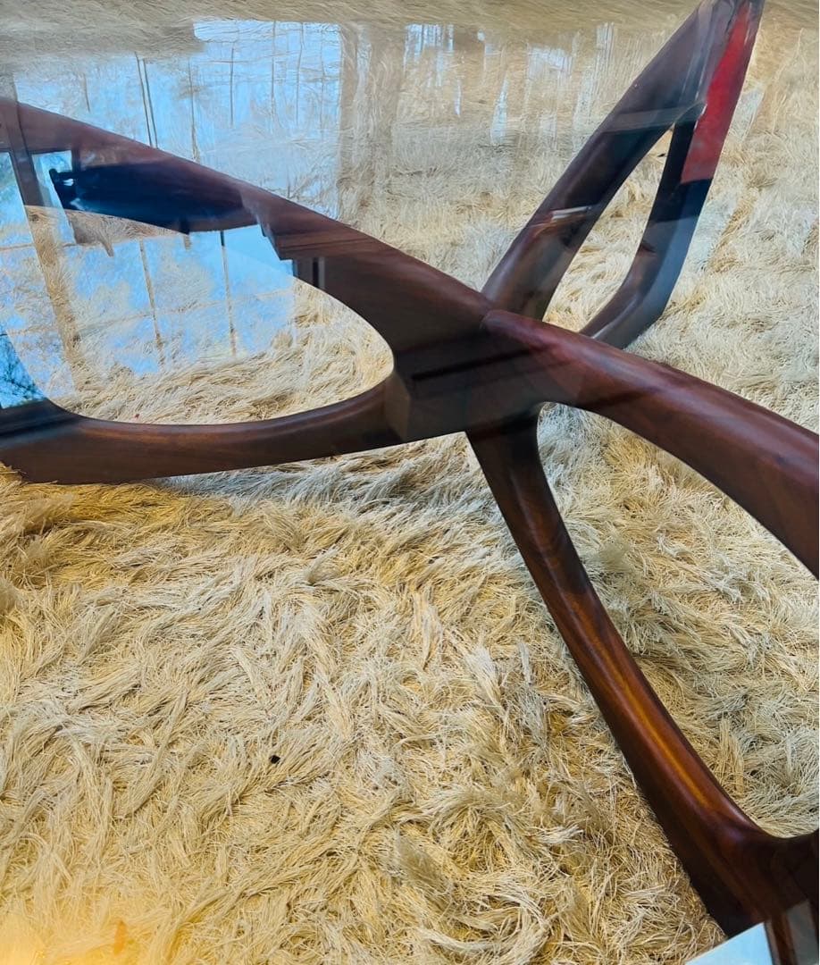 【alohablue★】ガラス センター テーブル 円 armonia