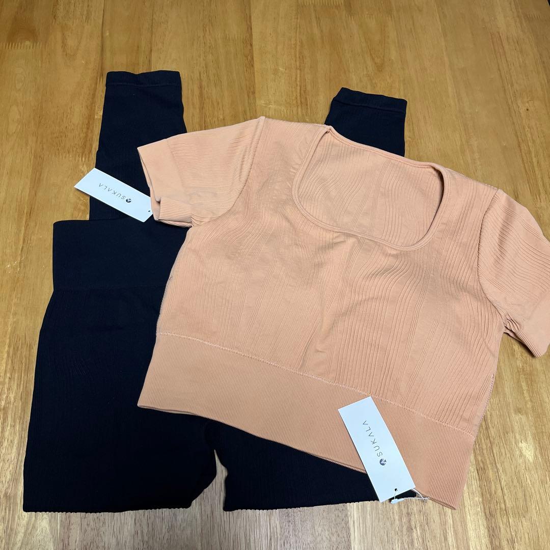 【SUKALA】ウエーブリブアクティブ上下セットLサイズ