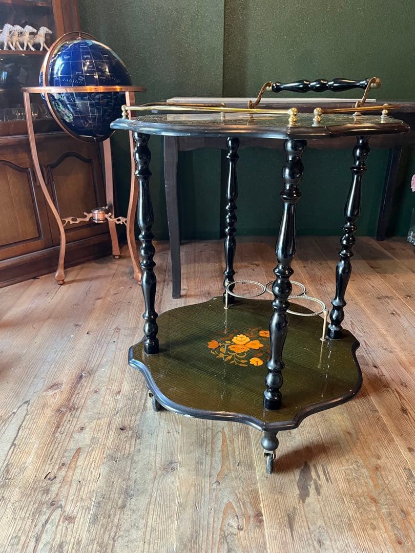 イタリア製 象嵌 ティーワゴン キッチンワゴン アンティーク インテリア