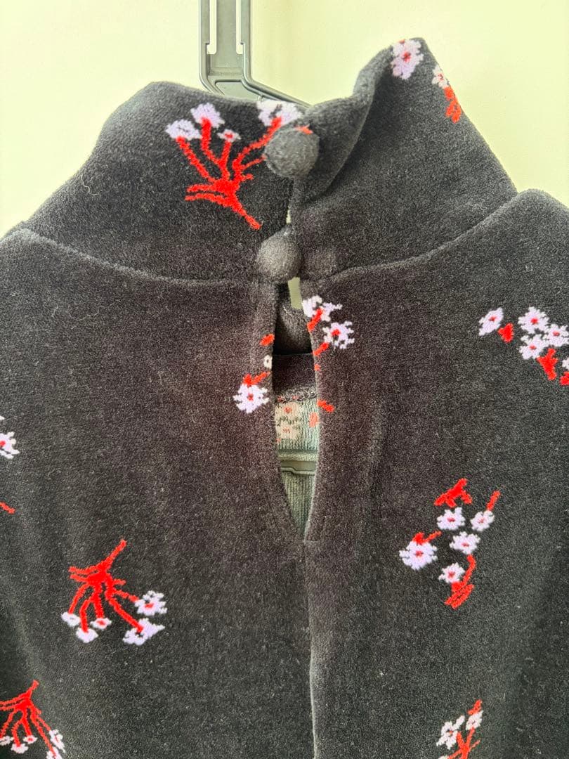 Floral Velour Jacquard High Neck Top ベロア