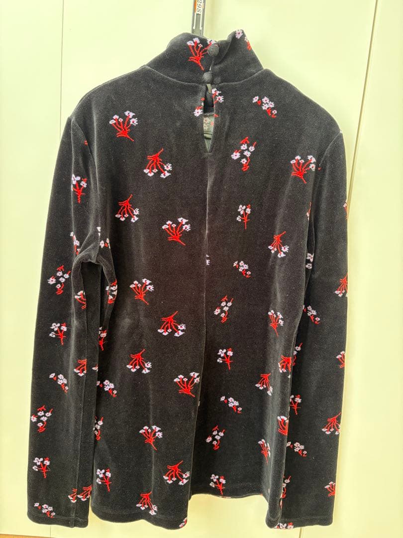 Floral Velour Jacquard High Neck Top ベロア