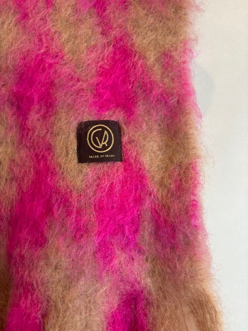 MANTAS EZCARAY モヘヤマフラー （ピンク×ベージュ）