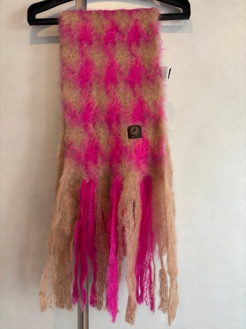 MANTAS EZCARAY モヘヤマフラー （ピンク×ベージュ）
