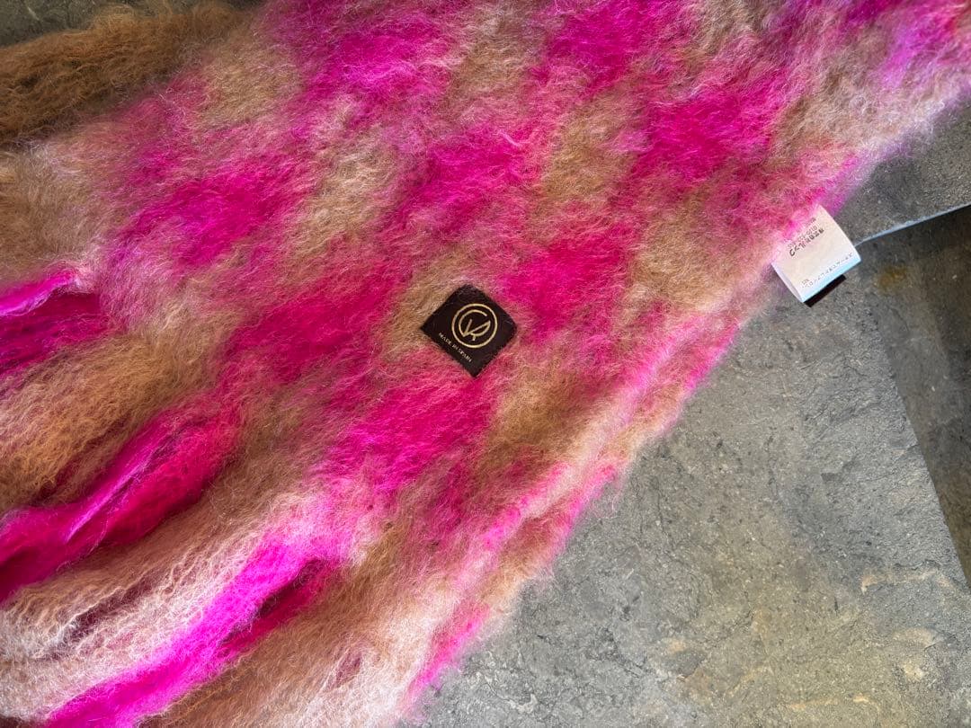 MANTAS EZCARAY モヘヤマフラー （ピンク×ベージュ）