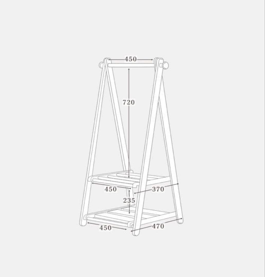 【モモナチュラル】木製ハンガーラックSサイズ(キッズ向き)